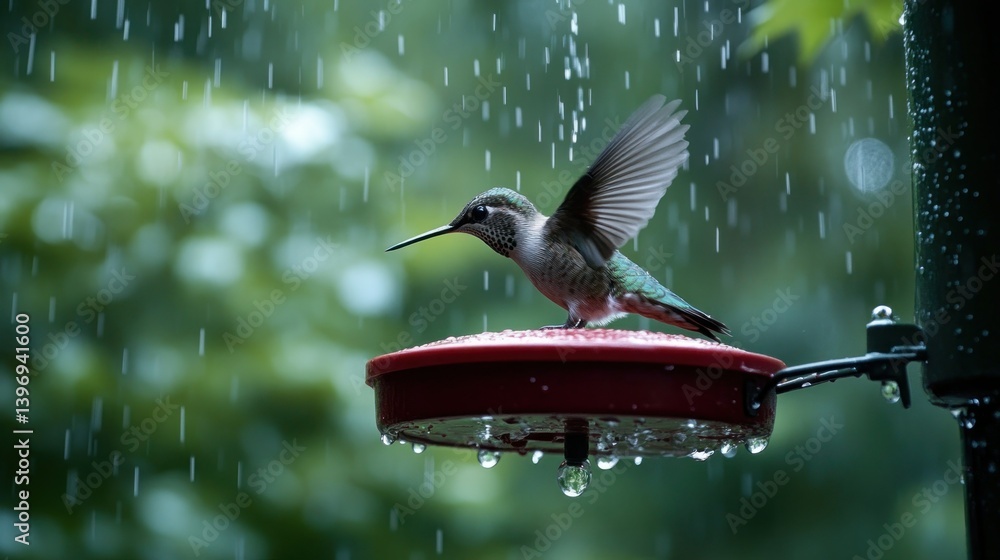 Fototapeta premium Hummingbird in the rain