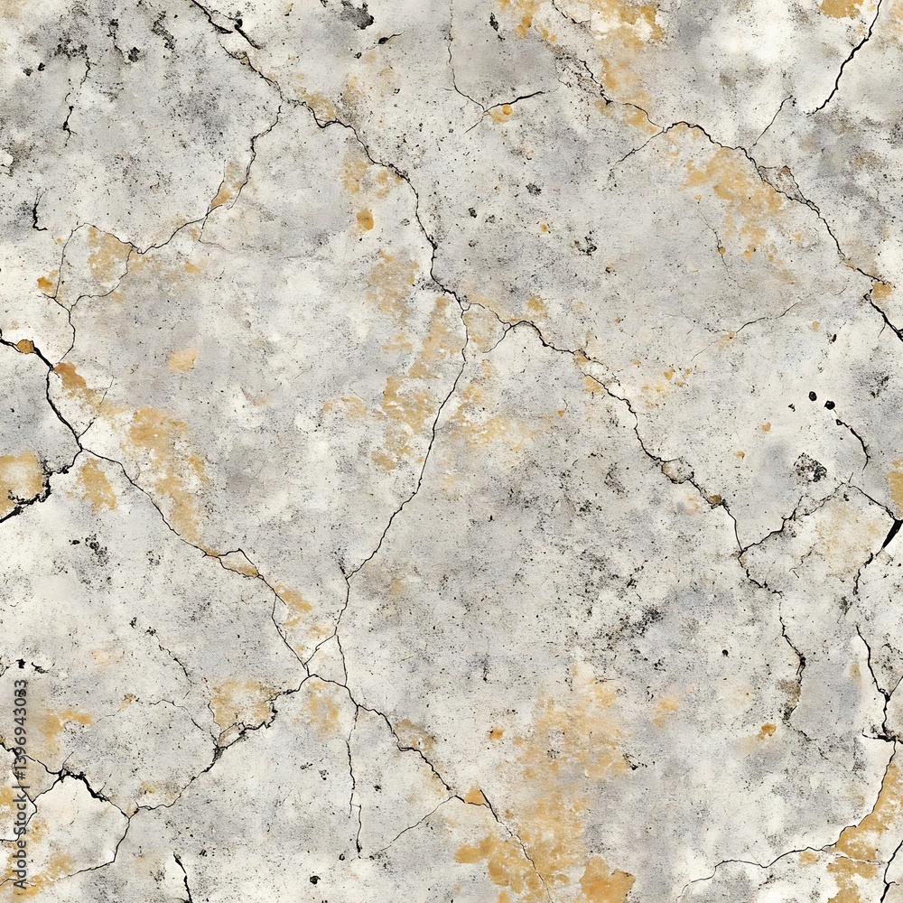 Fototapeta premium Flat Concrete Texture with Natural Cracks and Subtle Gold Veins – High-Resolution Stone Surface Pattern for Backgrounds, Design Projects, and Architectural Use