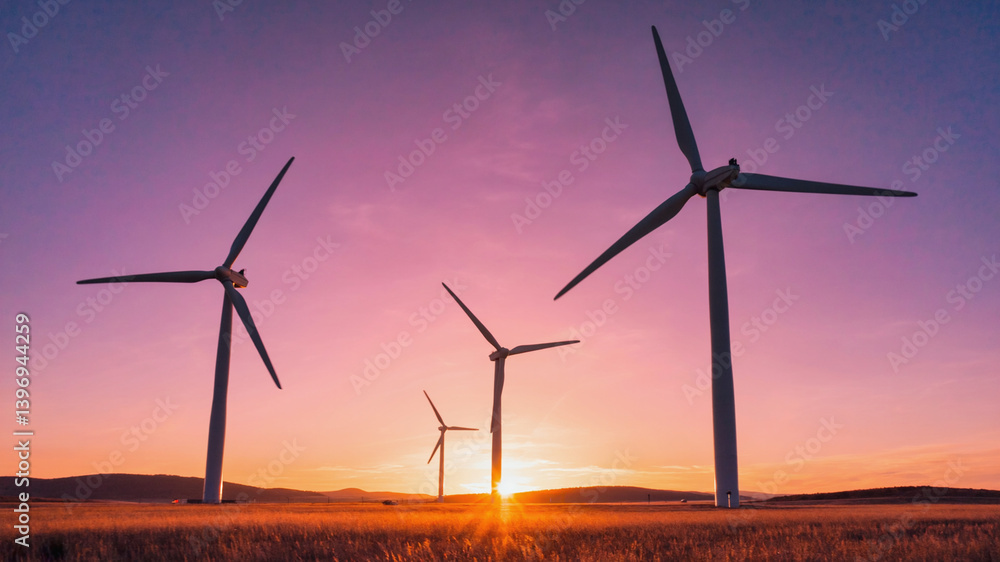 Majestic Wind Farm at Dusk: Embracing Renewable Energy with Elegant Turbines Majestic Wind Farm at Dusk: Embracing Renewable Energy with Elegant Turbines
