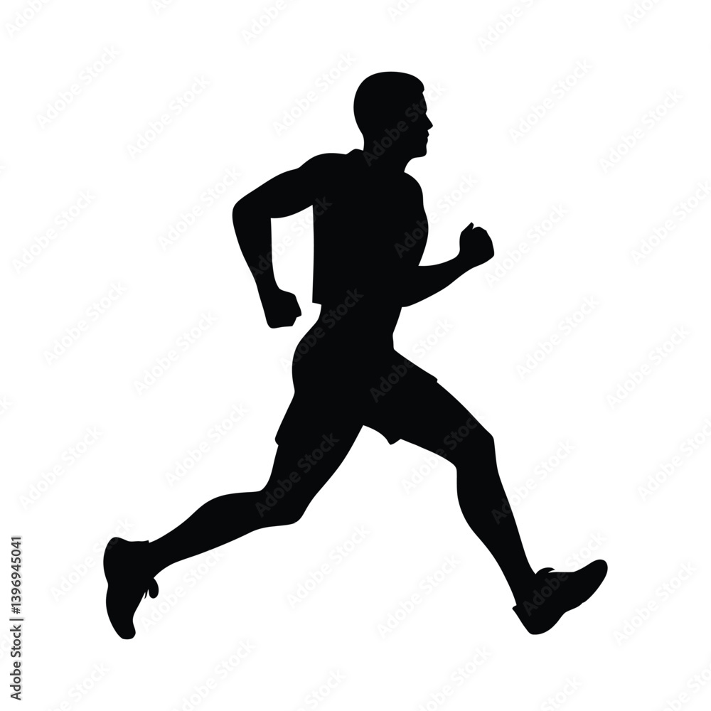 Fototapeta premium Man run pose silhouette of simple minimal vector