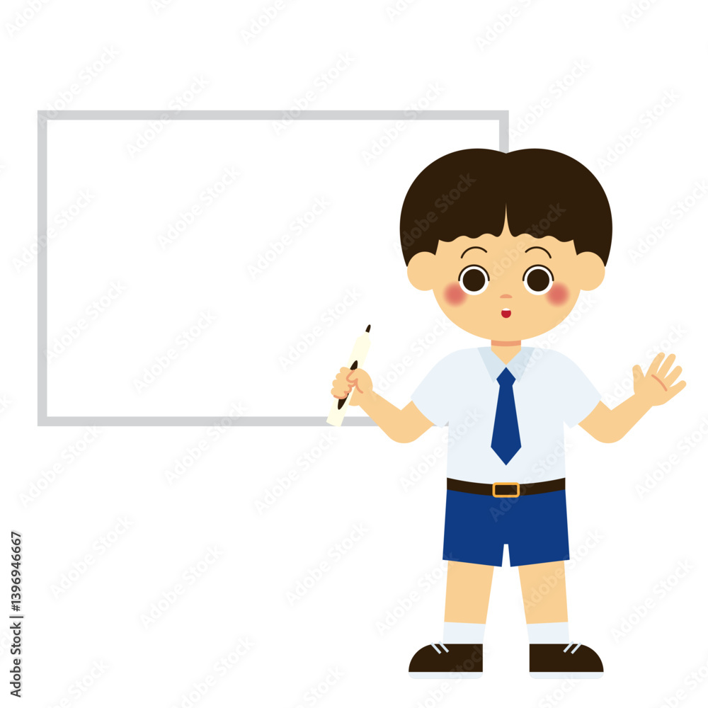 Classroom School Activity 1 Boy Presenting at Whiteboard Classroom School Activity 1 Boy Presenting at Whiteboard