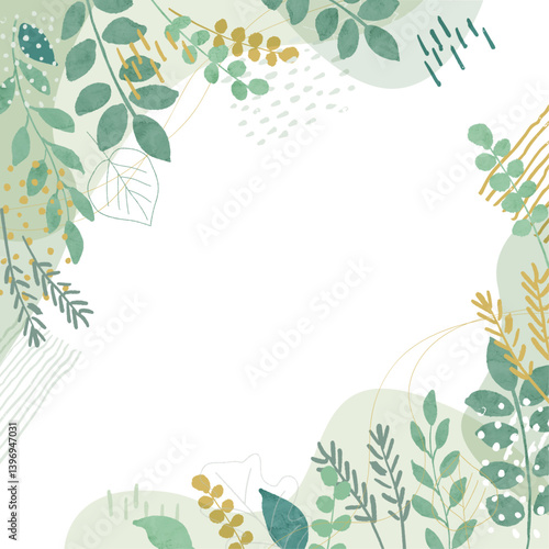 葉っぱのフラットな背景フレーム