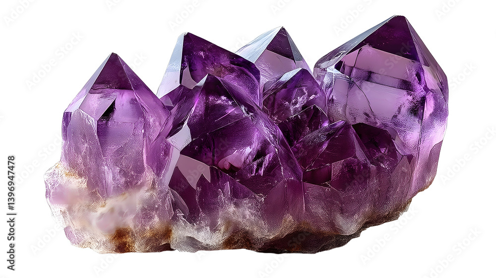Fototapeta premium Purple amethyst crystal, isolated on transparent background