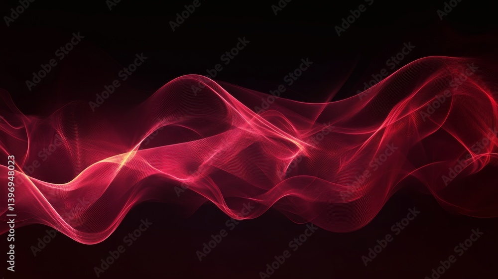 Fototapeta premium Abstract crimson wave patterns on a black background.