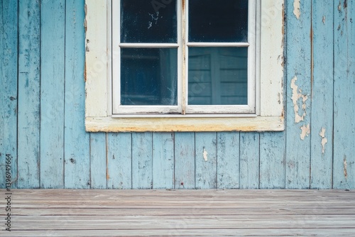 Aged wooden wall with window