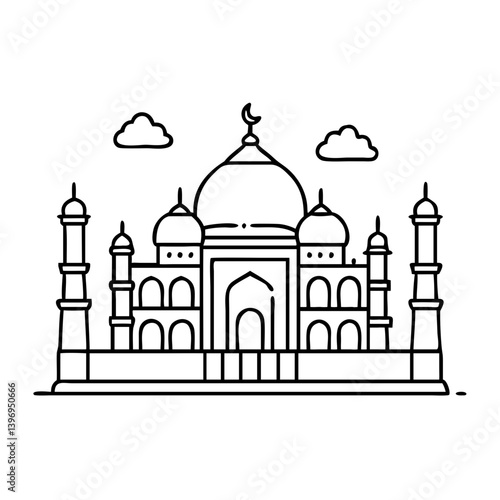 tajmahal icon, tajmahal line art - simple line art of tajmahal, perfect for tajmahal logos and icons