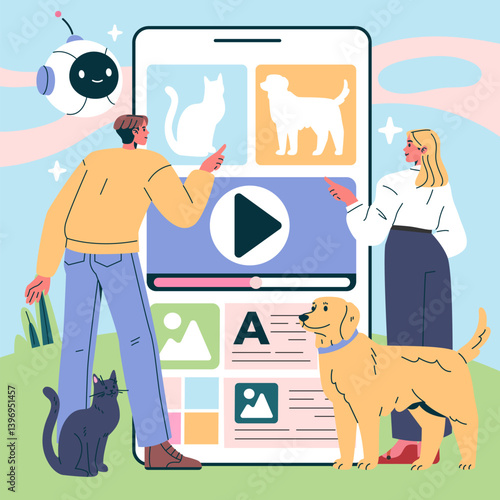 AI Vet Consultant. Flat Vector Illustration