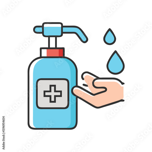 Hand Sanitizer Wash Icon Vector for Hygiene and Health Safety Designs