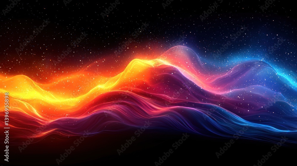 Obraz premium Abstract waves of vibrant colors against a dark background