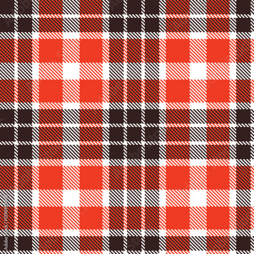 Wallpaper Mural Plaid pattern seamless. Warm white & Vintage dark brown Tartan Textile Design.  Torontodigital.ca
