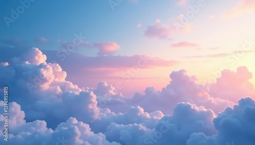 Subtle gradient sky, cloudscape seamless repeat, illustration, blue