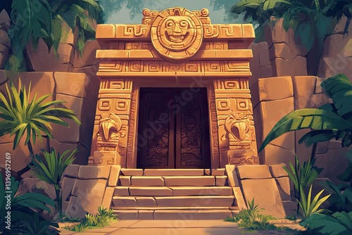 An ancient stone doorway to a hidden jungle temple.