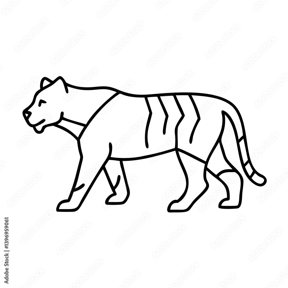 Fototapeta premium tiger icon, tiger line art - simple line art of tiger, perfect for tiger logos and icons