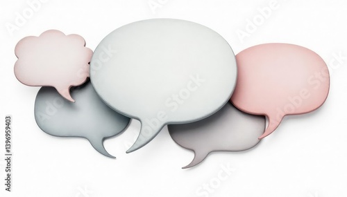 Subtle grayscale speech bubble pattern on white background, print, minimalist, light