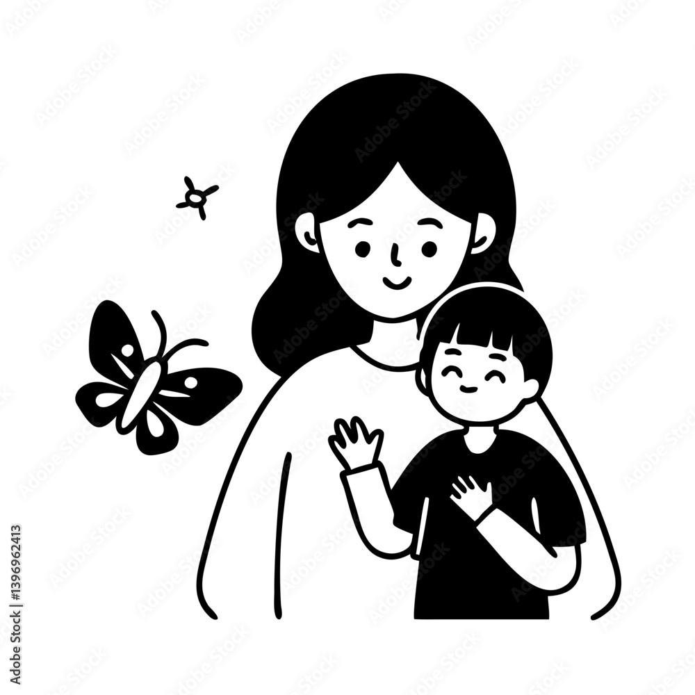 mom with butterfly icon, mom with butterfly silhouette vector illustration-simple silhouette illustration of mom with butterfly, perfect for mom with butterfly logos and icons mom with butterfly icon, mom with butterfly silhouette vector illustration-simple silhouette illustration of mom with butterfly, perfect for mom with butterfly logos and icons