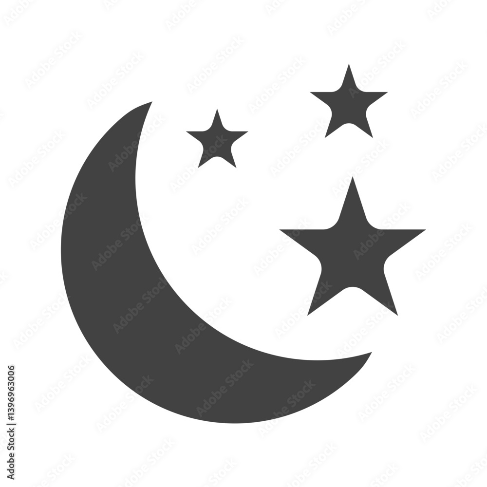 Moon and Stars icon vector image. Suitable for mobile apps, web apps and print media. Moon and Stars icon vector image. Suitable for mobile apps, web apps and print media.