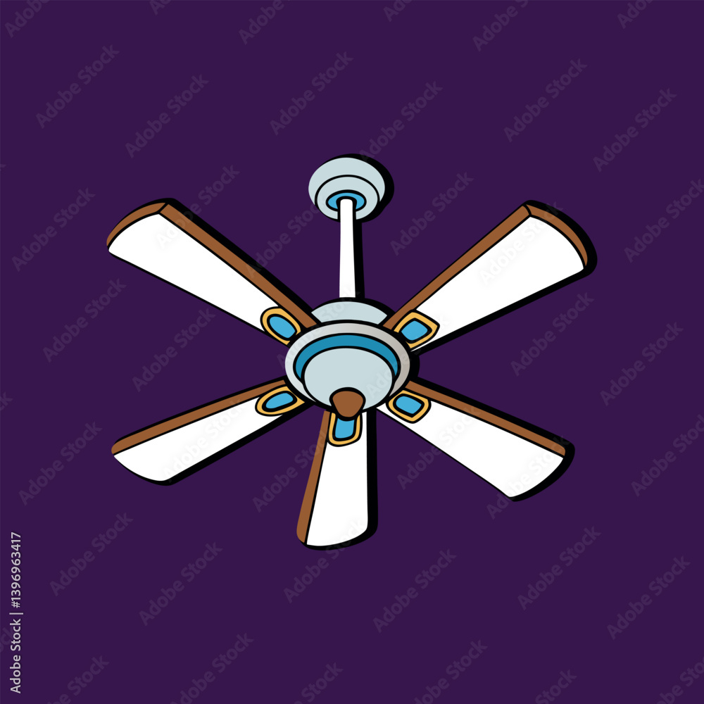 Ceilling fan vector art illustration on a white background Ceilling fan vector art illustration on a white background