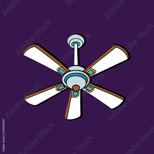 Ceilling fan vector art illustration on a white background