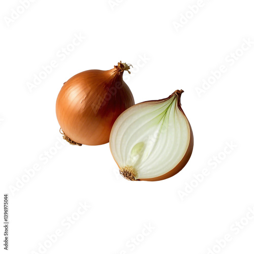 Wallpaper Mural One whole and a half-cut onions on a white or transparent background. Torontodigital.ca