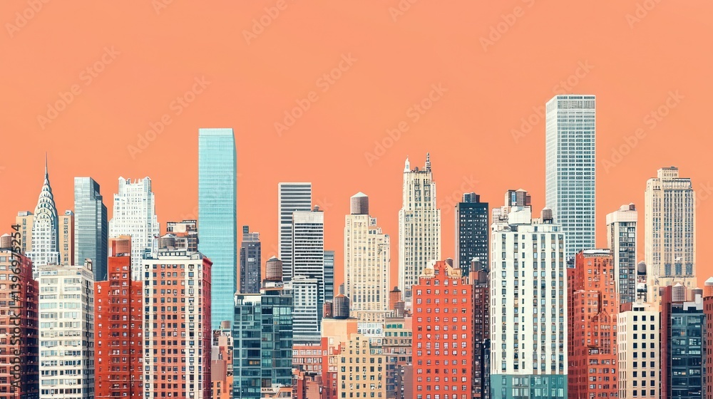 Fototapeta premium Colorful city skyline