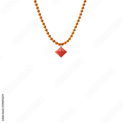 A Diamond Necklace 3D Render Icon Illustration Gemstone Pendant with Cute Cartoon Style