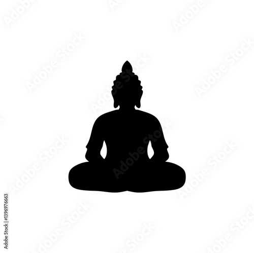 Buddha statue silhouette. Mindfulness and meditation illustration.