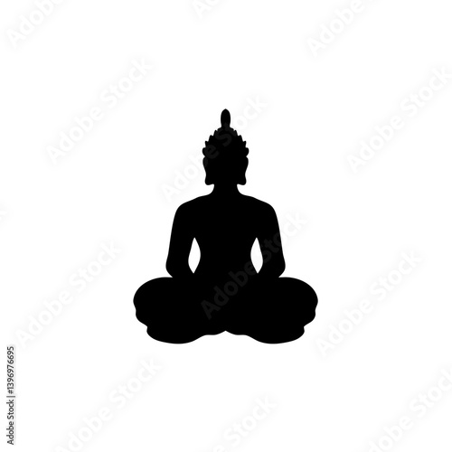 Buddha statue silhouette. Mindfulness and meditation illustration.