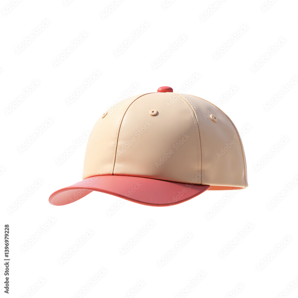 Fototapeta premium Blank Snapback Cap 3D Render Icon Illustration Design with Cute Cartoon Style on Isolated Background