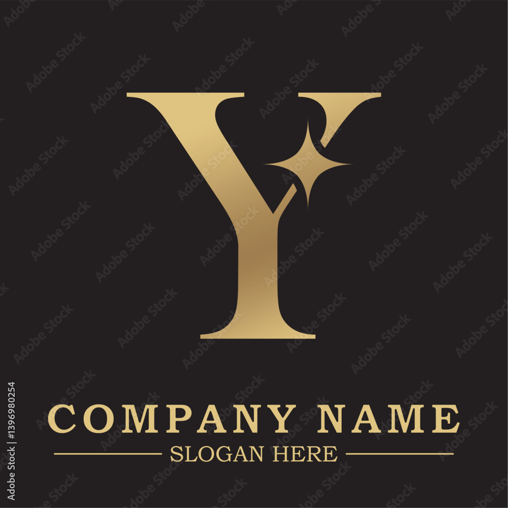 Elegant Gold Letter Y Logo Design on Black Background Elegant Gold Letter Y Logo Design on Black Background