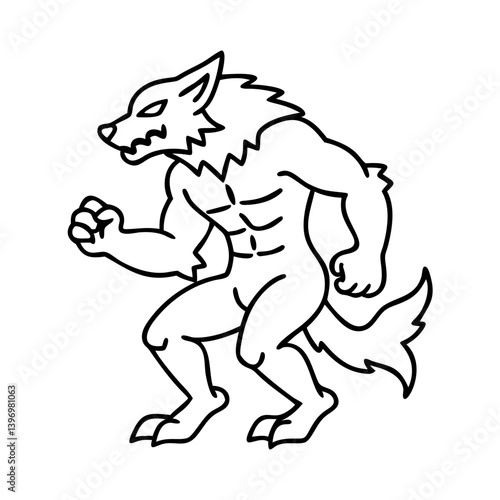 werewolf icon, werewolf line art - simple line art of werewolf, perfect for werewolf logos and icons