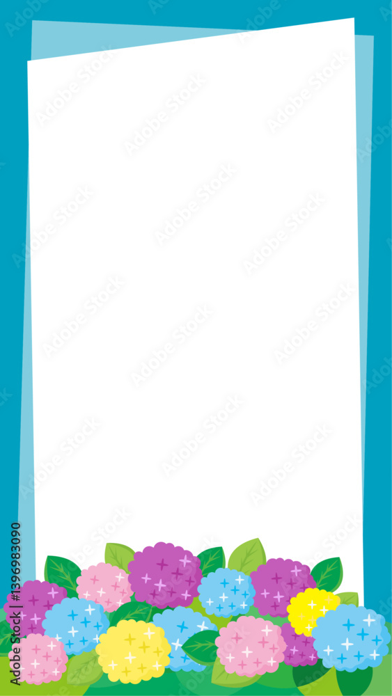 Obraz premium 紫陽花の背景イラスト 縦長の背景