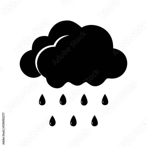 spring rain cloud icon, spring rain cloud silhouette vector illustration-simple silhouette illustration of spring rain cloud, perfect for spring rain cloud logos and icons