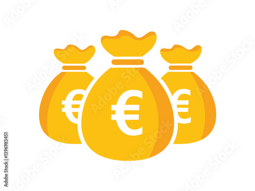 Golden Money Bags with Euro Symbol – Vector Illustration for Finance and Wealth Concepts.