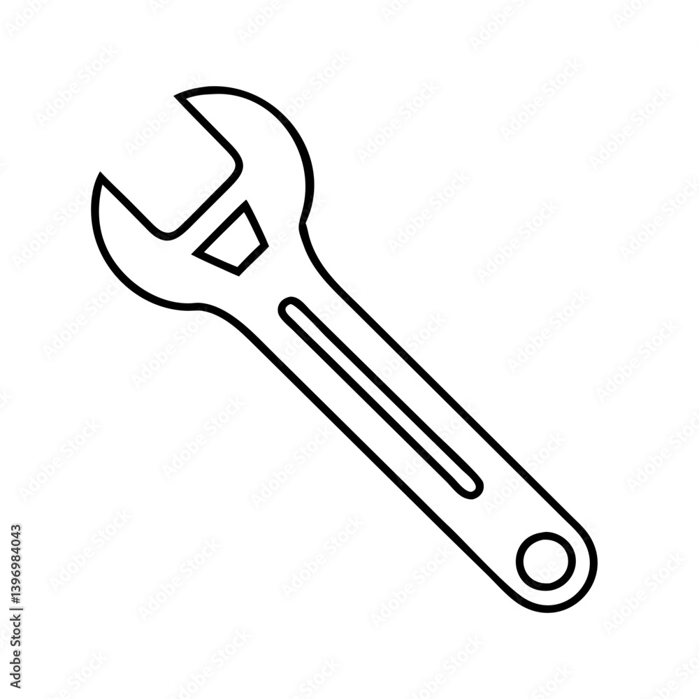 wrench icon, wrench line art - simple line art of wrench, perfect for wrench logos and icons wrench icon, wrench line art - simple line art of wrench, perfect for wrench logos and icons