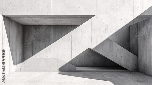 Modern Minimalist Concrete Architecture with Dramatic Shadows
