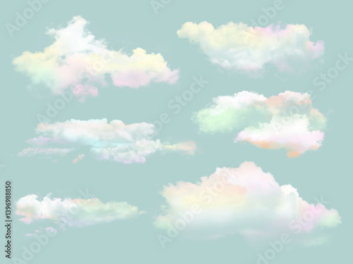 soft pastel and colorful fantasy day clouds pack part 1