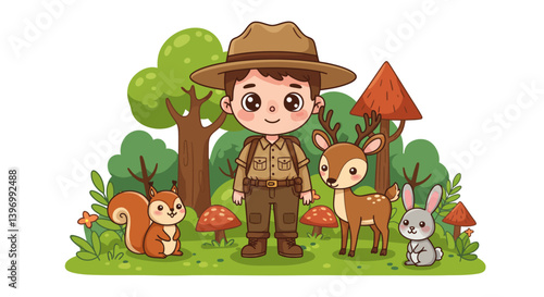 Woodland Animal Friends with Cute Young Rangers