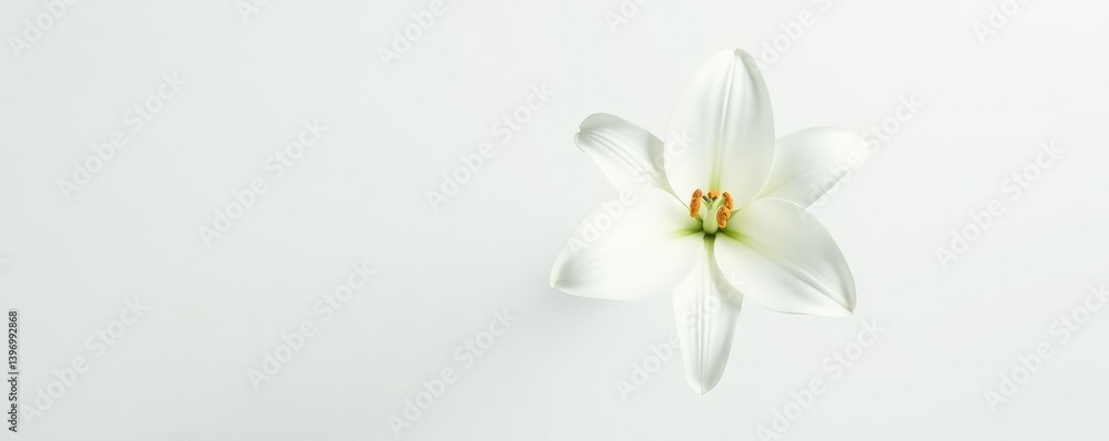 Fototapeta premium White lily isolated on a plain background showcasing its pure shape, blossom, white