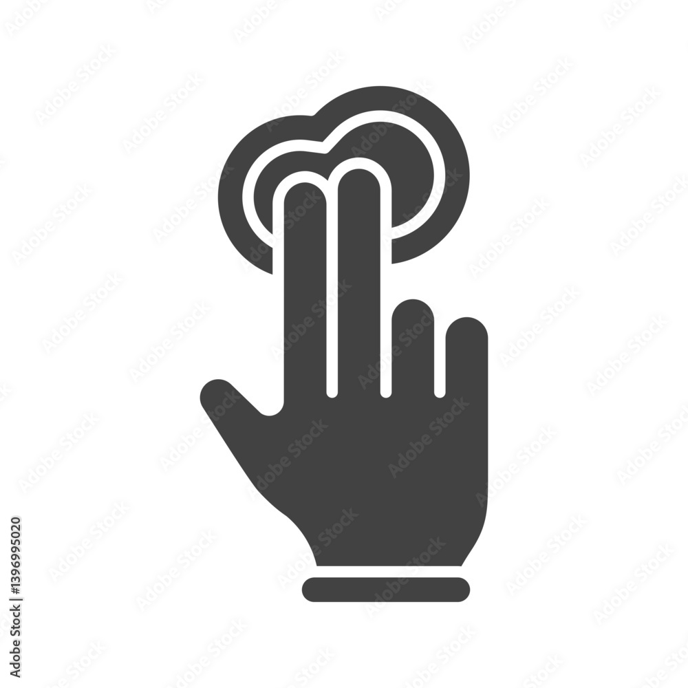 Two Fingers Double Tap icon vector image. Suitable for mobile apps, web apps and print media. Two Fingers Double Tap icon vector image. Suitable for mobile apps, web apps and print media.