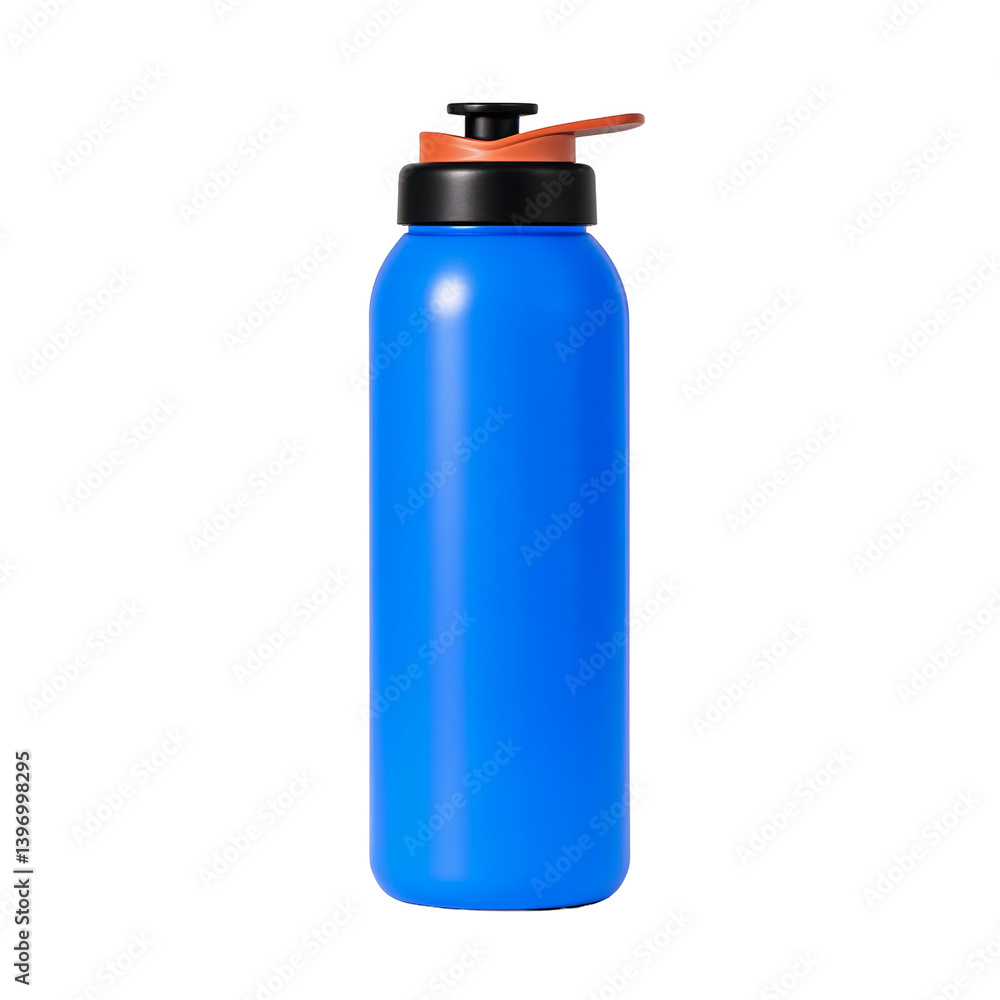 Blue water bottle with black lid and orange spout for fitness and hydration PNG file download Blue water bottle with black lid and orange spout for fitness and hydration PNG file download