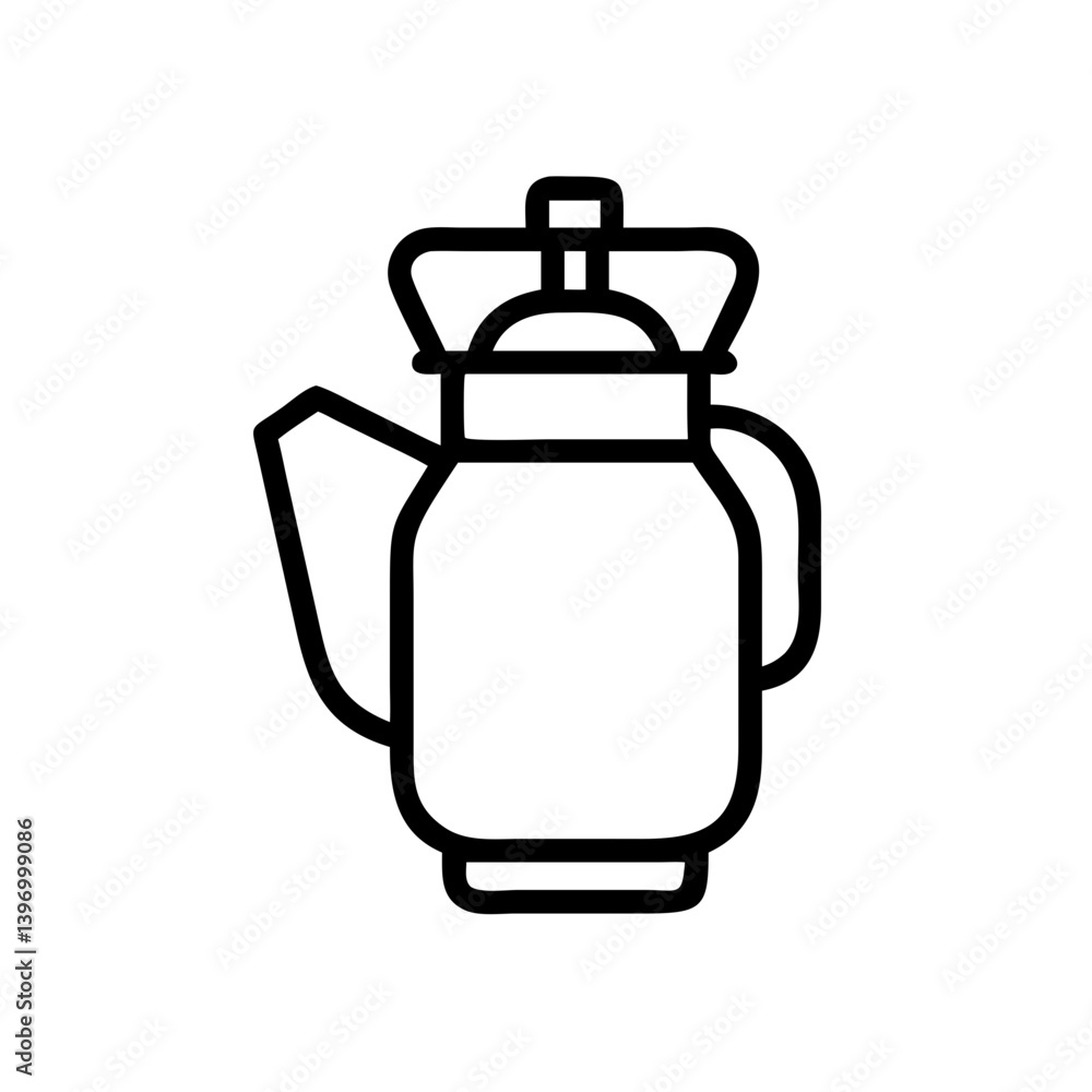 Obraz premium Hiking kettle icon in minimalist line art style
