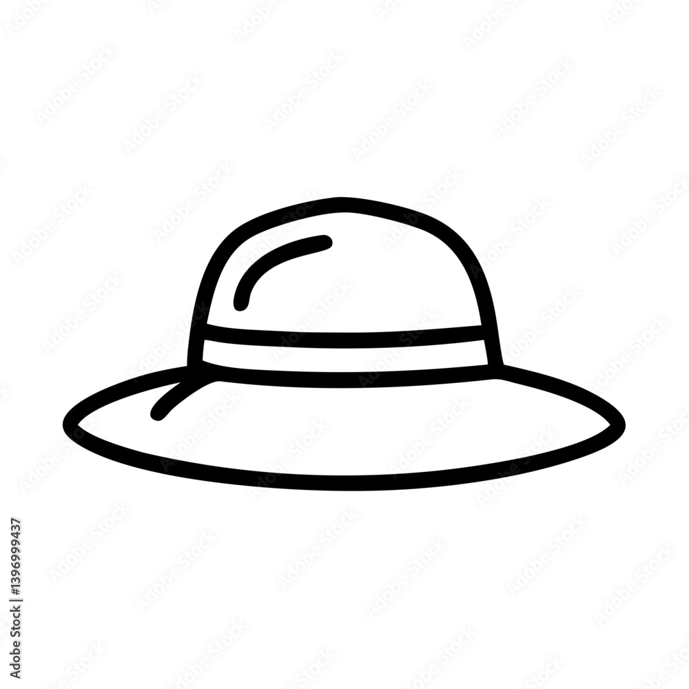 Traveler s hat illustration in black line art style Traveler s hat illustration in black line art style