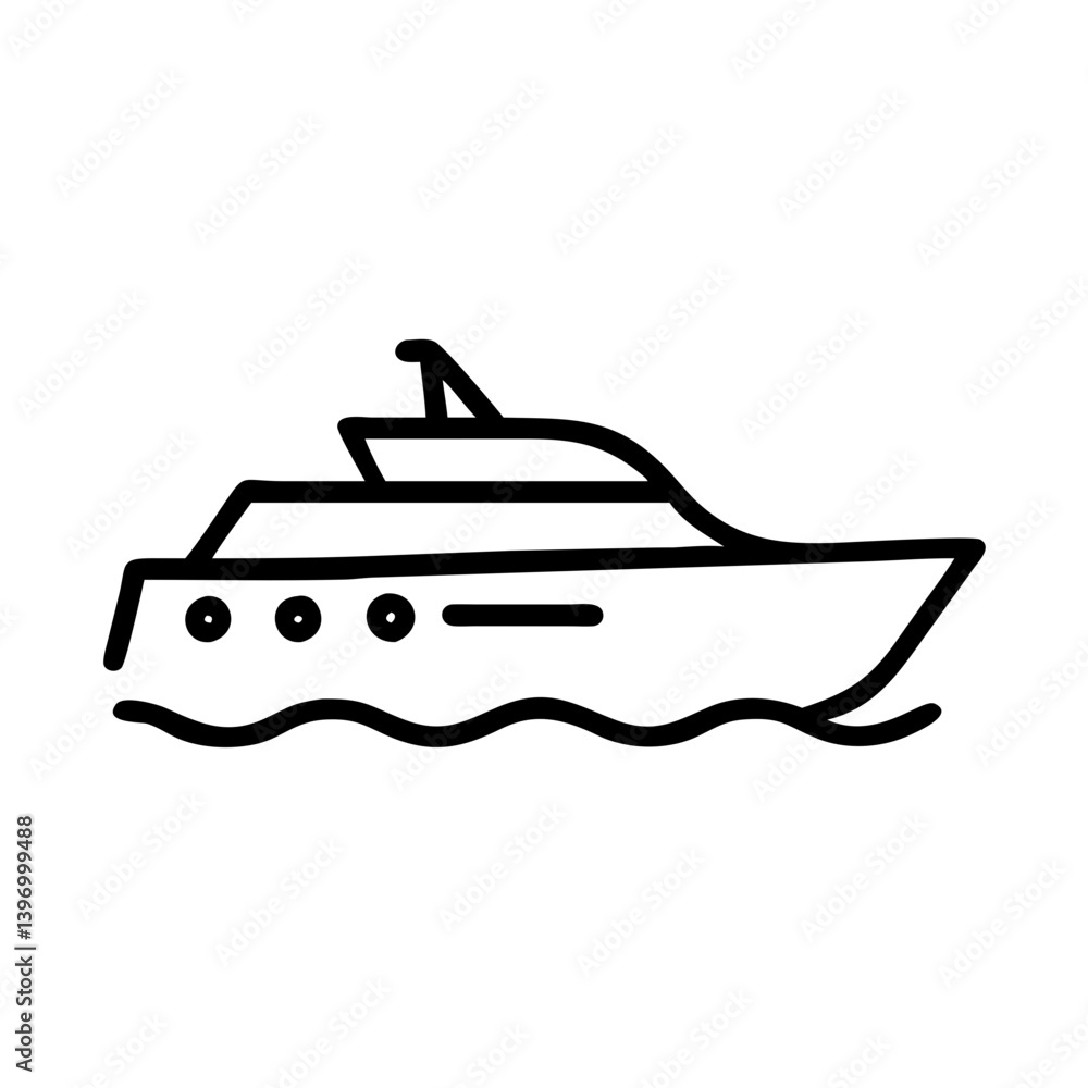 Yacht illustration in minimalist style on white background Yacht illustration in minimalist style on white background