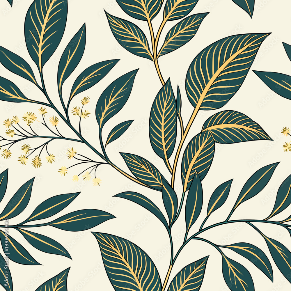 Vector seamless pattern of botanical leaves on a light background Vector seamless pattern of botanical leaves on a light background