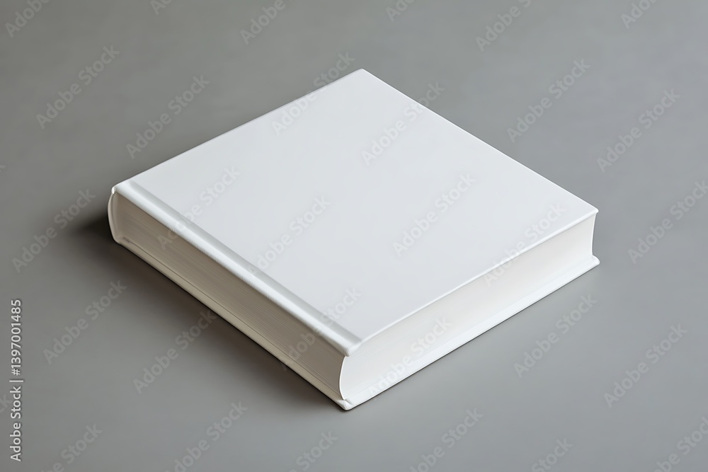 Isometric White Book Mockup On Gray Background, Hardcover Binding, Neutral Style Isometric White Book Mockup On Gray Background, Hardcover Binding, Neutral Style