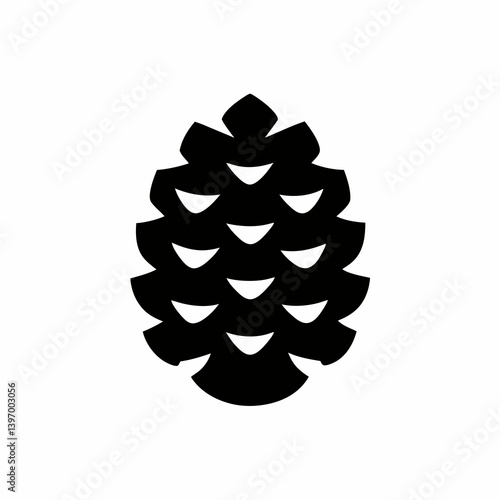 Pine Cone Silhouette Graphic Vector Illustration In Black And White