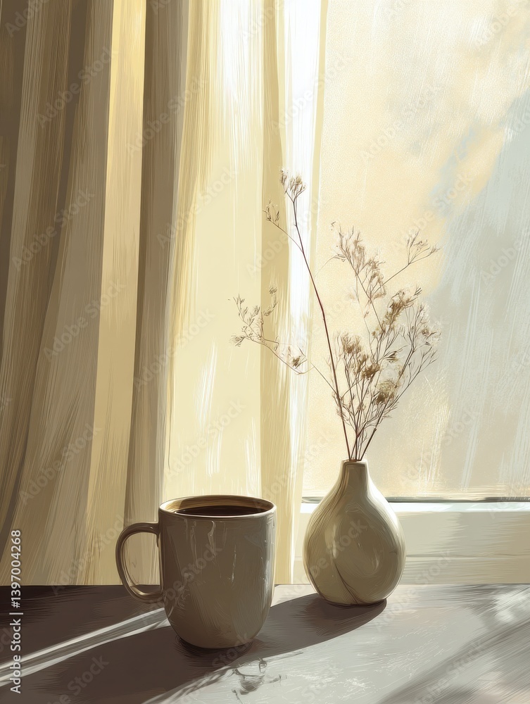 Minimal Still Life with Coffee Cup and Dried Flowers
Minimal Still Life with Coffee Cup and Dried Flowers