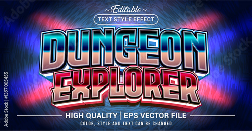 Editable text style effect - Dungeon Explorer text style theme. Vector text style illustration template.