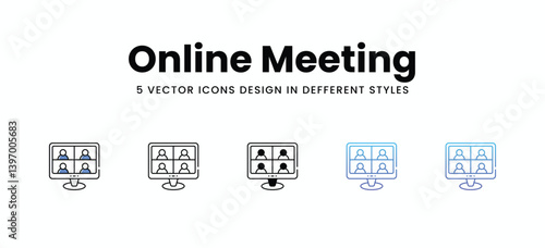 Online Meeting vector icons set stock illustration