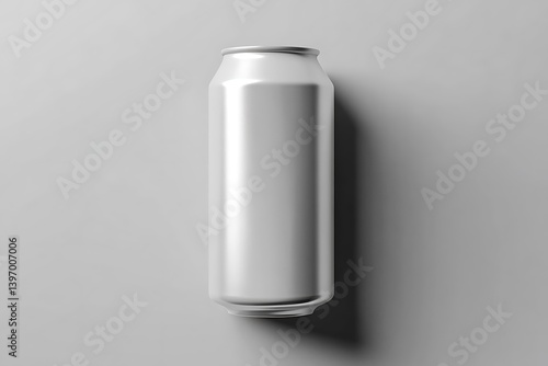 Metallic Tall Can Mockup on a Gray Background Showing Sleek Design and Modern Look